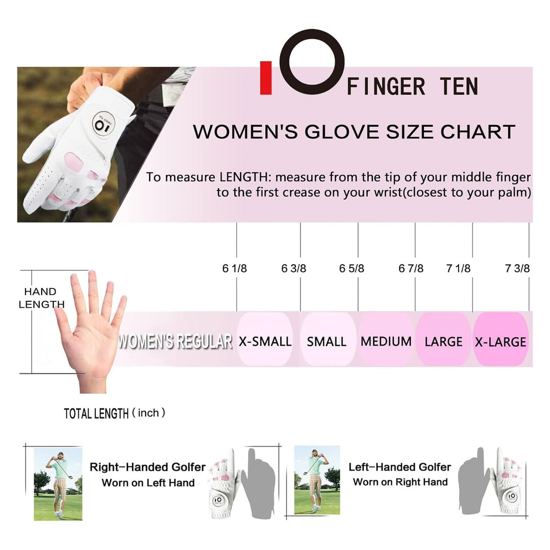 Women’s Ladies Golf Gloves Left Hand Right with Ball Marker Leather Grip 1 Pack, Pink Fit Woman Girl, Size Small Medium Large XL (Medium, Left)