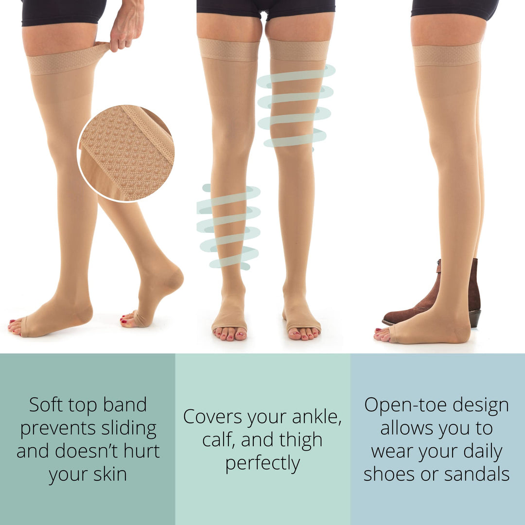 Thigh High Compression Stockings, 20-30 mmHg Firm Level