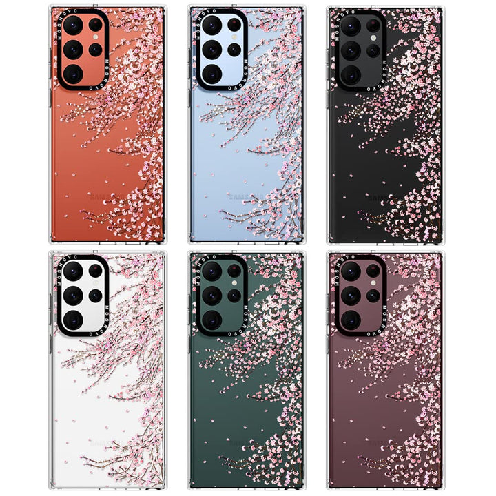 Case for Samsung Galaxy S22 Ultra, [Buffertech 6.6ft Military-Grade Drop Protection] [Anti Peel Off Tech] Clear TPU Bumper Phone Case Cover Design - Black Purple Flower