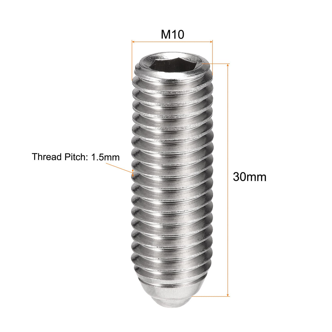 Ball Point Set Screws, M10 x 30mm 304 Stainless Steel Metric Spring Hex Socket Screw 6pcs