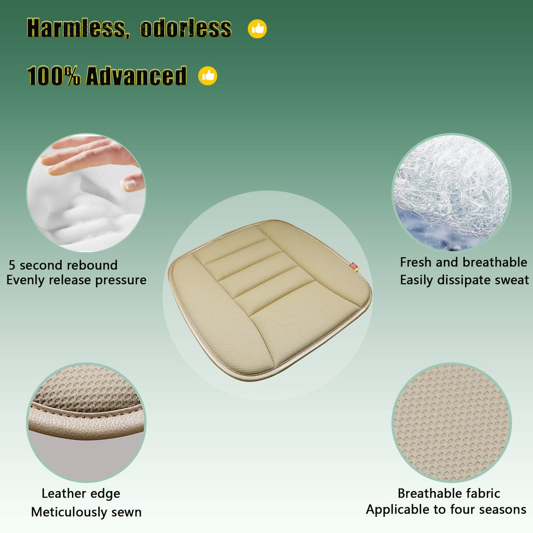 Car Seat Cushion Pad for Home Use Car Driver Seat Office Chair Memory Foam Seat Cushion(Khaki)