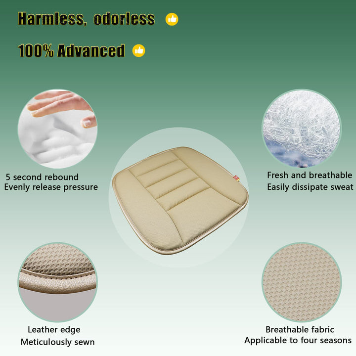 Car Seat Cushion Pad for Home Use Car Driver Seat Office Chair Memory Foam Seat Cushion(Khaki)