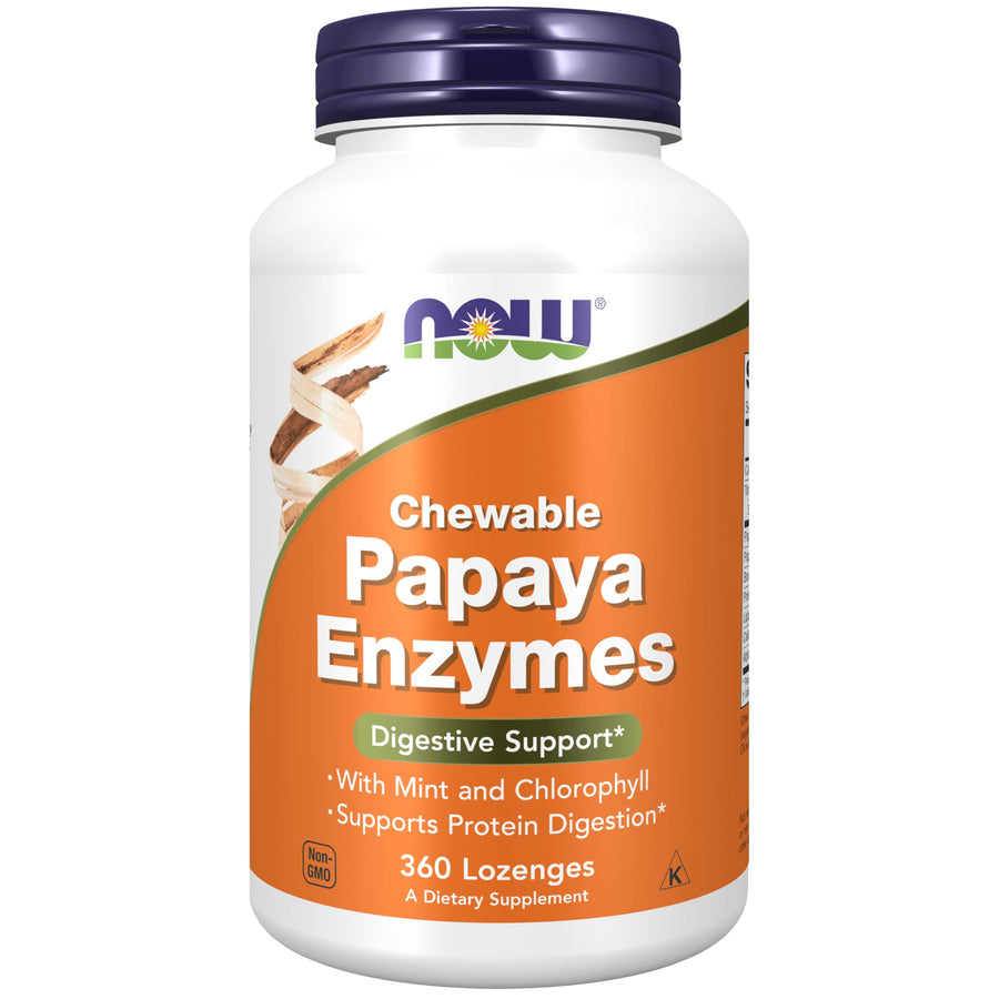 NOW Foods Supplements, Papaya Enzyme with Mint and Chlo