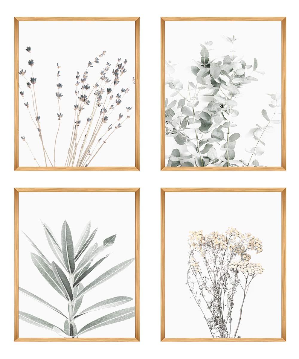 Botanical Plant Wall Art Prints- Sets Of 4 (8x10 &#39;&#39;) Unframed Wall Decor- Pictures Minimalist Wall Art Photo, Kitchen, Bedroom Wall Decor