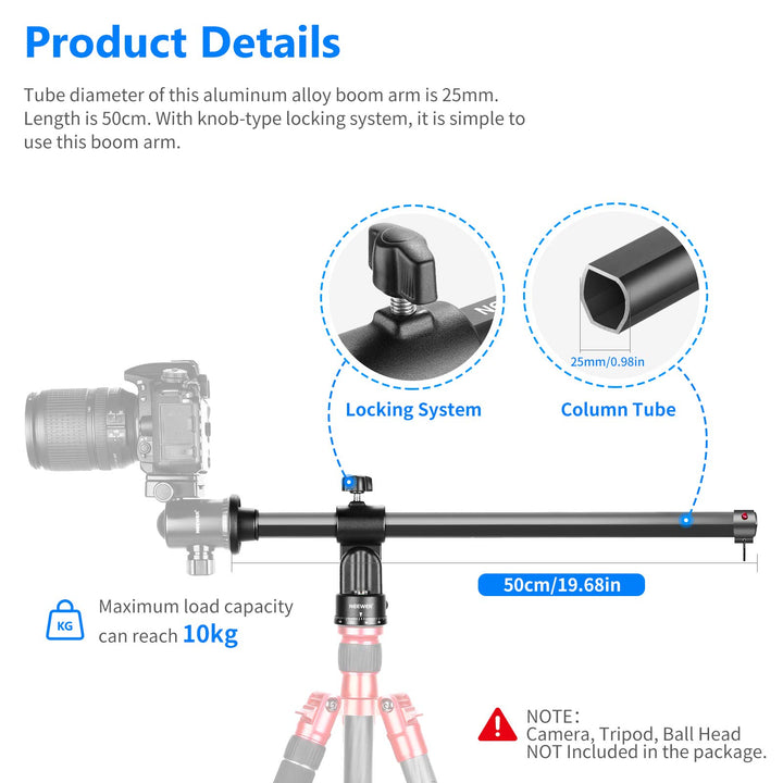 NEEWER Arrow Arm for Tripod, 50cm Horizontal Center Col