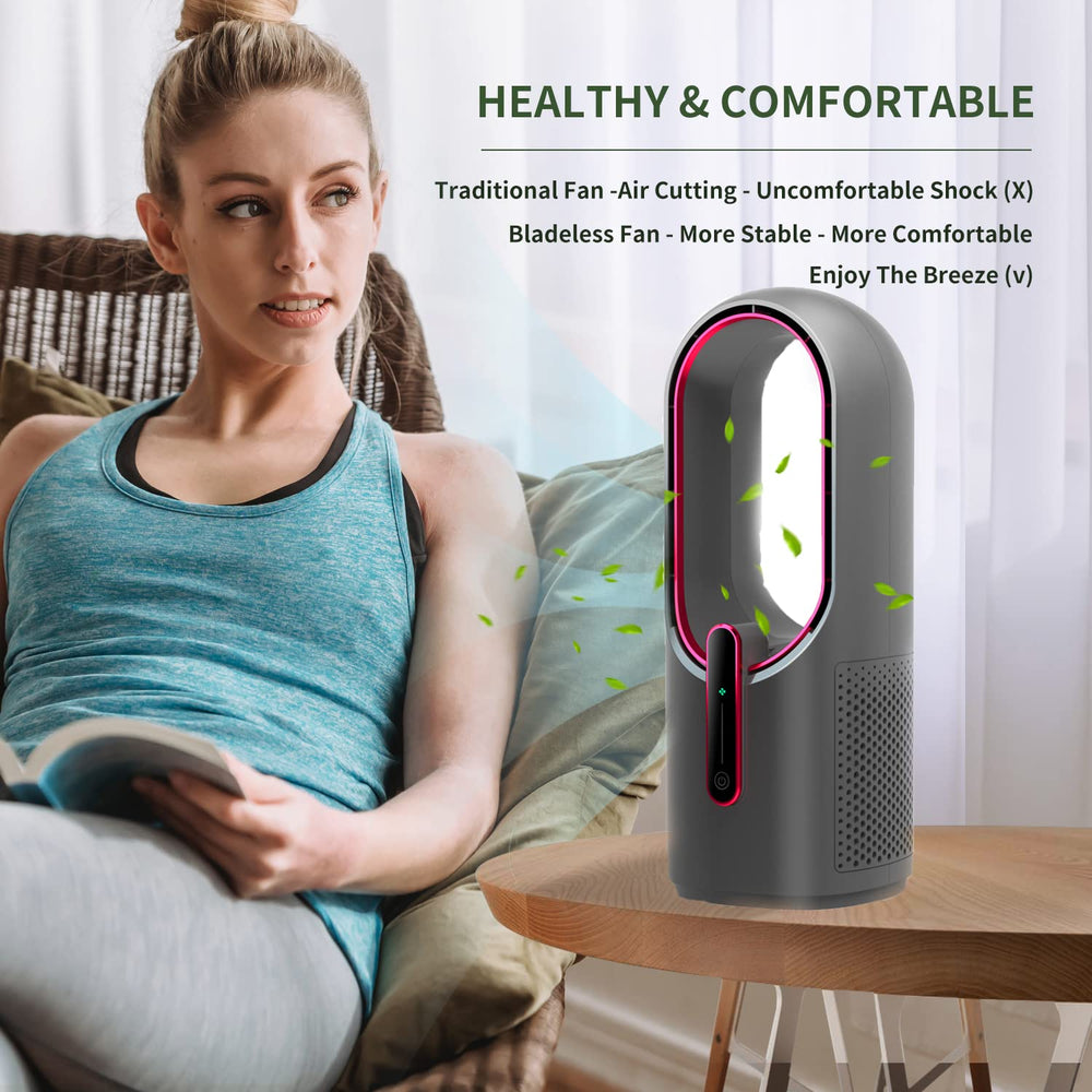 Desk Fan Portable, Bladeless Fan Small Quiet with 3-Speed Options, Touch Control Usb Powered Cooling Table Fan for Home and Office (Grey)
