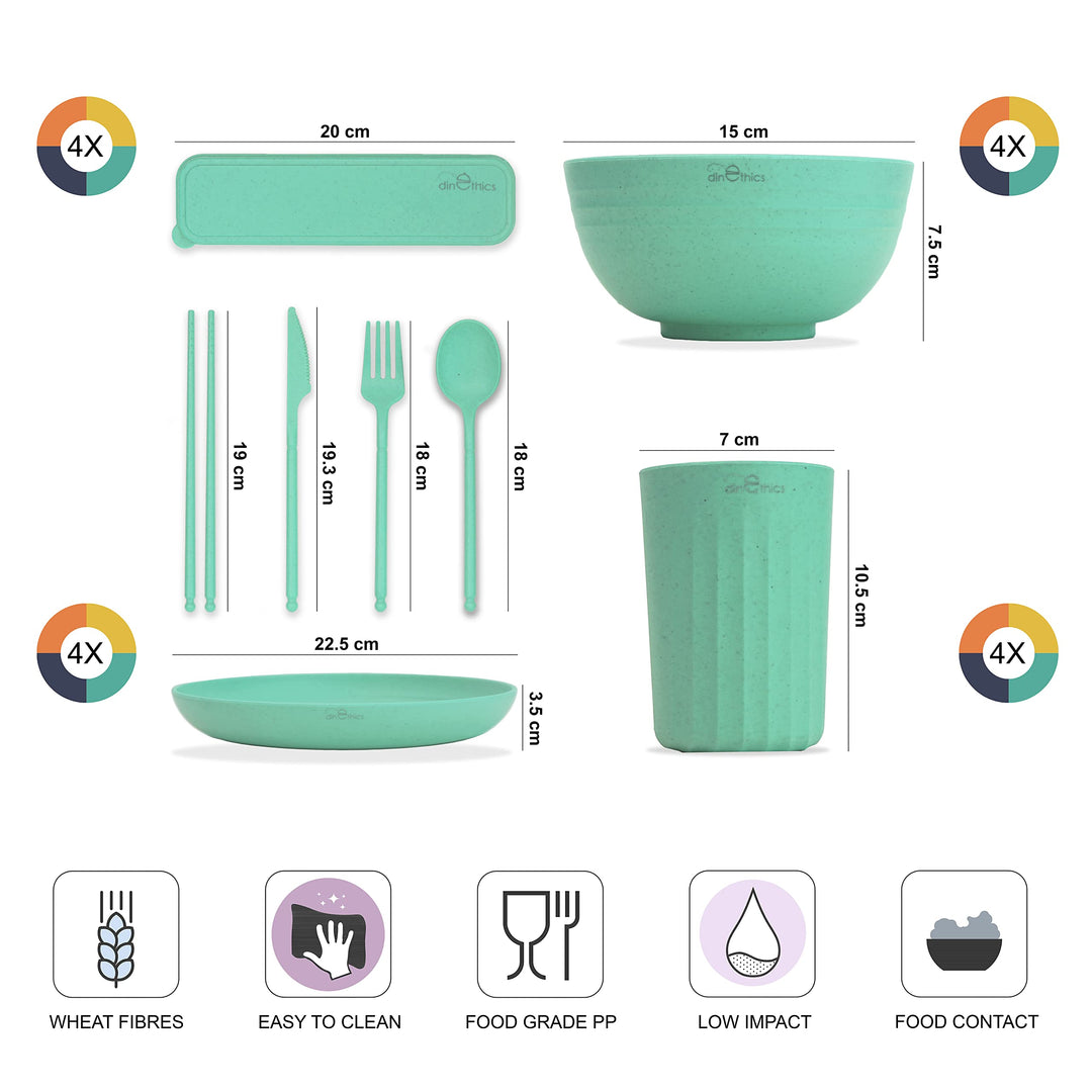 Wheat Straw Dinnerware Sets For 4 36pc - Unbreakable Dinnerware is Microwave Safe Dinnerware - Elders Kids Plates And Bowls Sets Replace Plastic Dishes Set - RV Camping Dishes - Kids dishes
