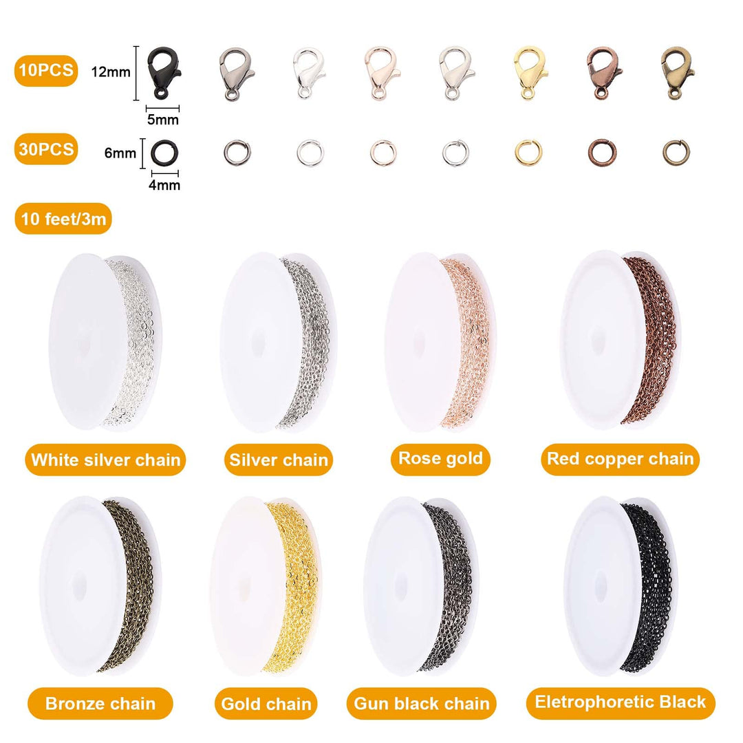 PP OPOUNT 80 Feet Necklace Chains Roll, 8 Colors Jewelr
