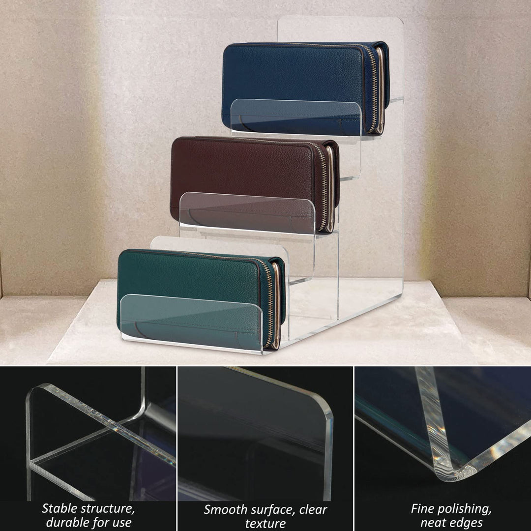 DOITOOL 6- Tier Acrylic Wallet Display Stand Holder, Clear Handbag Purse Display Stand Jewelry Display Riser Purse Handbag Organizer