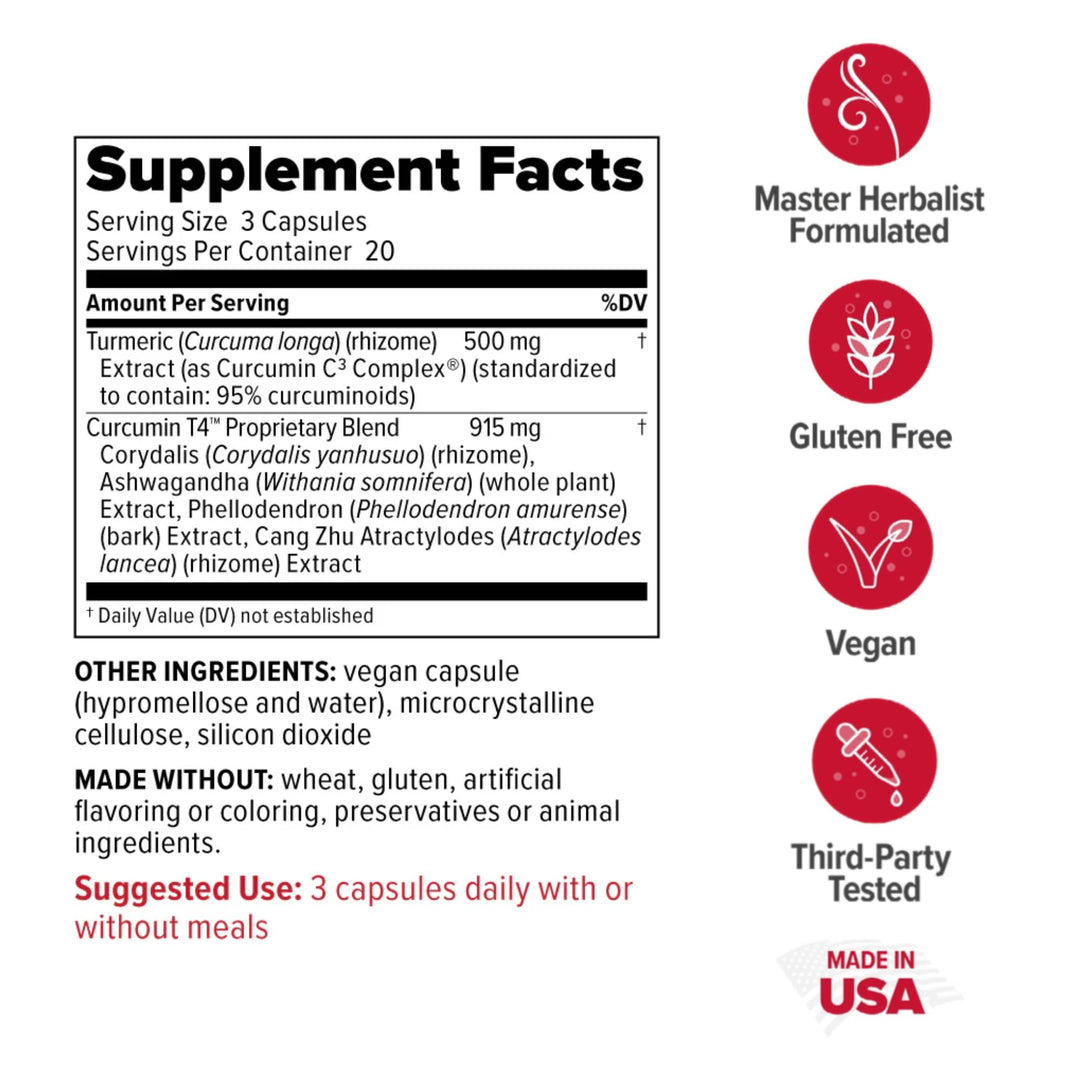 , Curcumin T4, Advanced Turmeric Formula, 60 Vegan Capsules