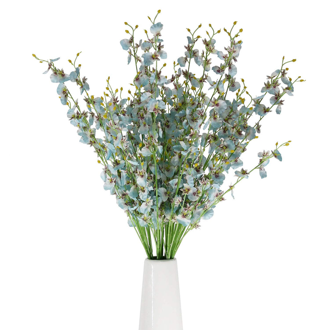 Blue Artificial Orchids Faux Flowers - 10 pcs 37.5 Inches Real Touch Fake Artificial Flowers for Wedding Home Office Party Hotel Yard Decoration (Blue, 10)