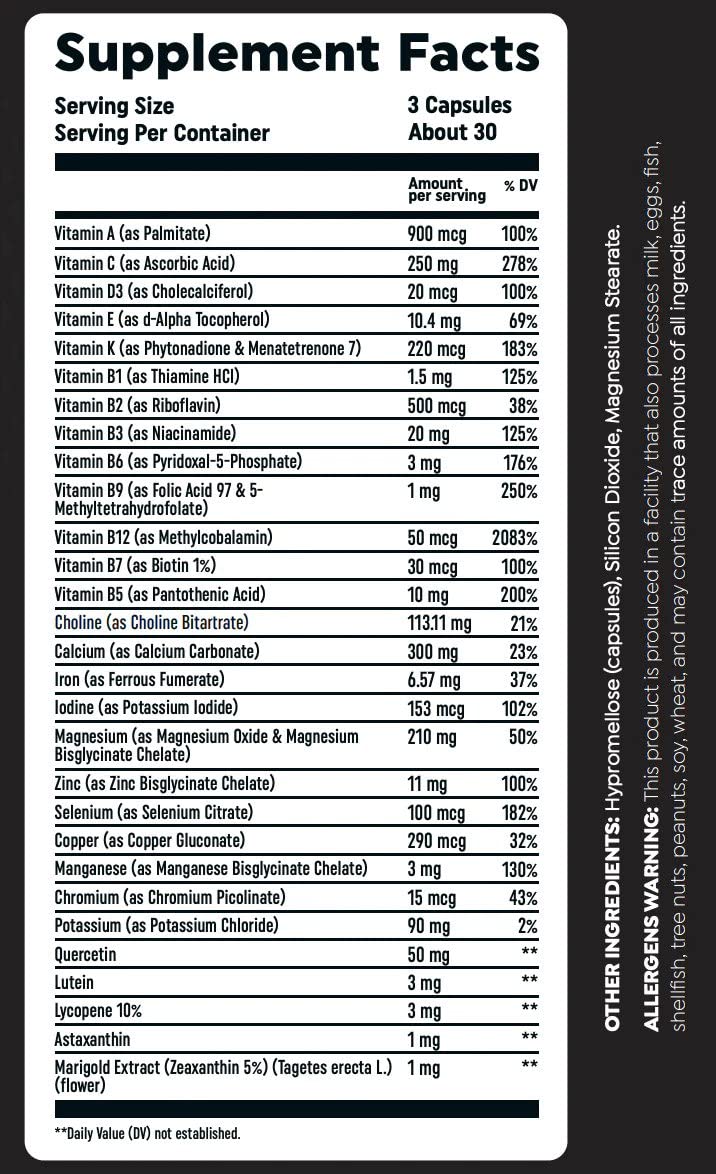 Multi VIT by HTLT | Complete Multivitamin for Men and Women | Daily Energy and Immunity Supplement | with Minerals and Antioxidants for Muscle Recovery, (90 Capsules)