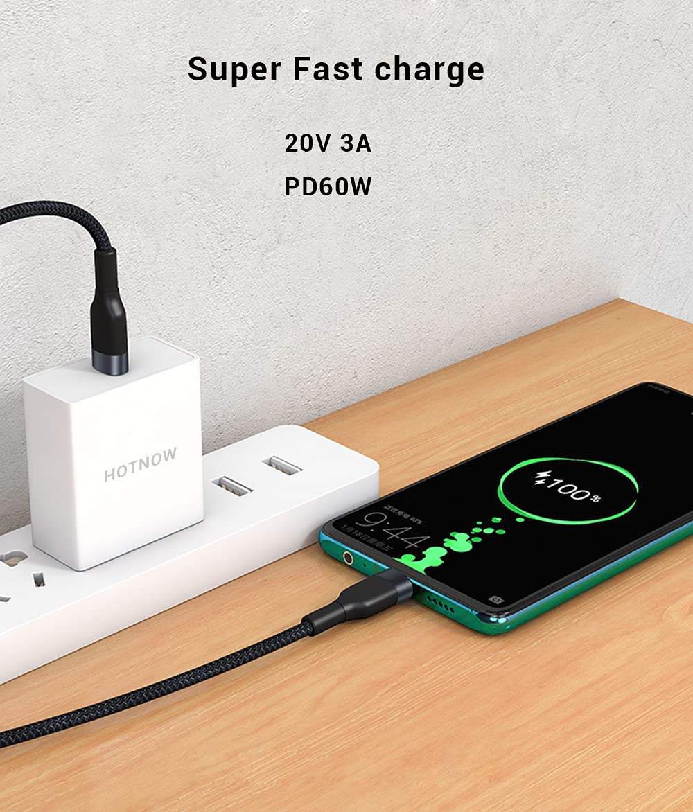 USB C to USB C Cable 1FT 3Pack, 12 inch Short PD 60W Type C Fast Charge Cord Compatible with Samsung Galaxy S21/S21+/S20+ Ultra Note 20, Pixel 4/3 XL, MacBook Air iPad Pro 2020