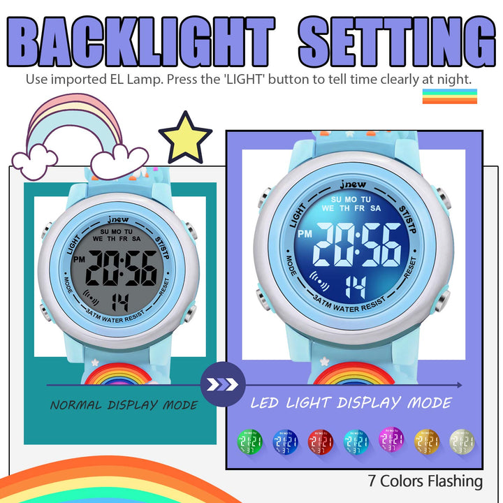 Gifts for Girls Age 3-10, Watches for Kids Toy for 3 4 5 6 7 8 Year Old Girl Birthday Festival Christmas Gift for 4-9 Year Old Girl - Unicorn Blue