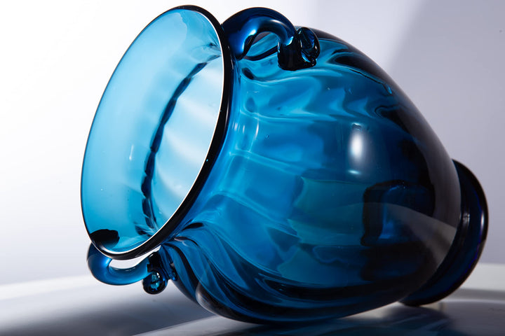 Blue Binaural Glass Vase Creative Desktop Living Room TV Cabinet Flower Arrangement Ornaments Fashion Floral Home Decor