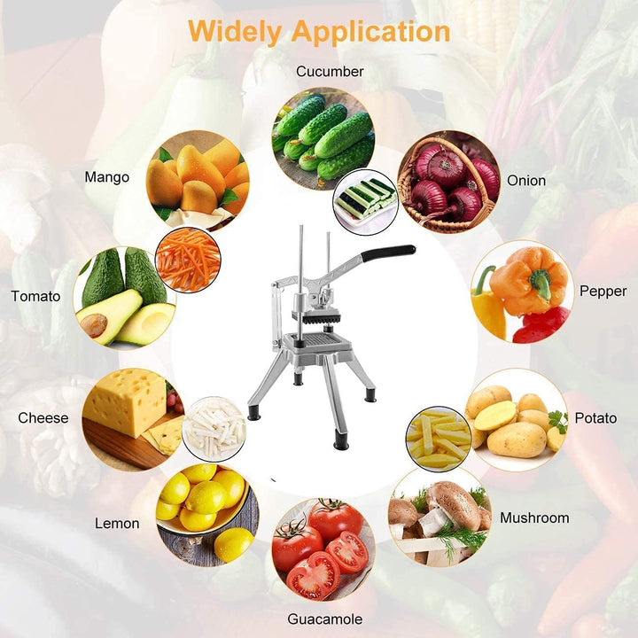 Commercial Vegetable Fruit Chopper W/6-Wedge Slicer&amp;1/4&amp;3/8&amp;1/2 Blade Professional Food Dicer French Fry Cutter Onion Slicer Stainless Steel For Tomato Peppers Potato Mushroom