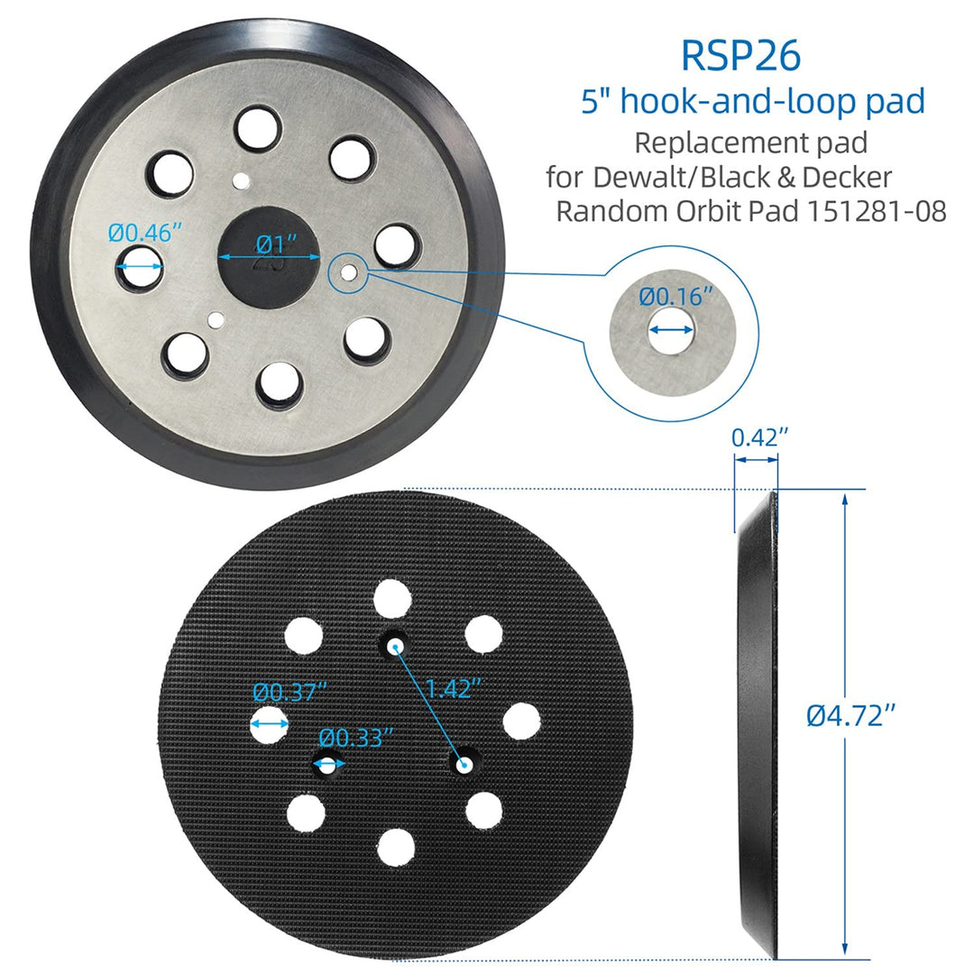 EAGLEGGO 5 inch 8 Hole Sander Hook and Loop Pad - RSP26