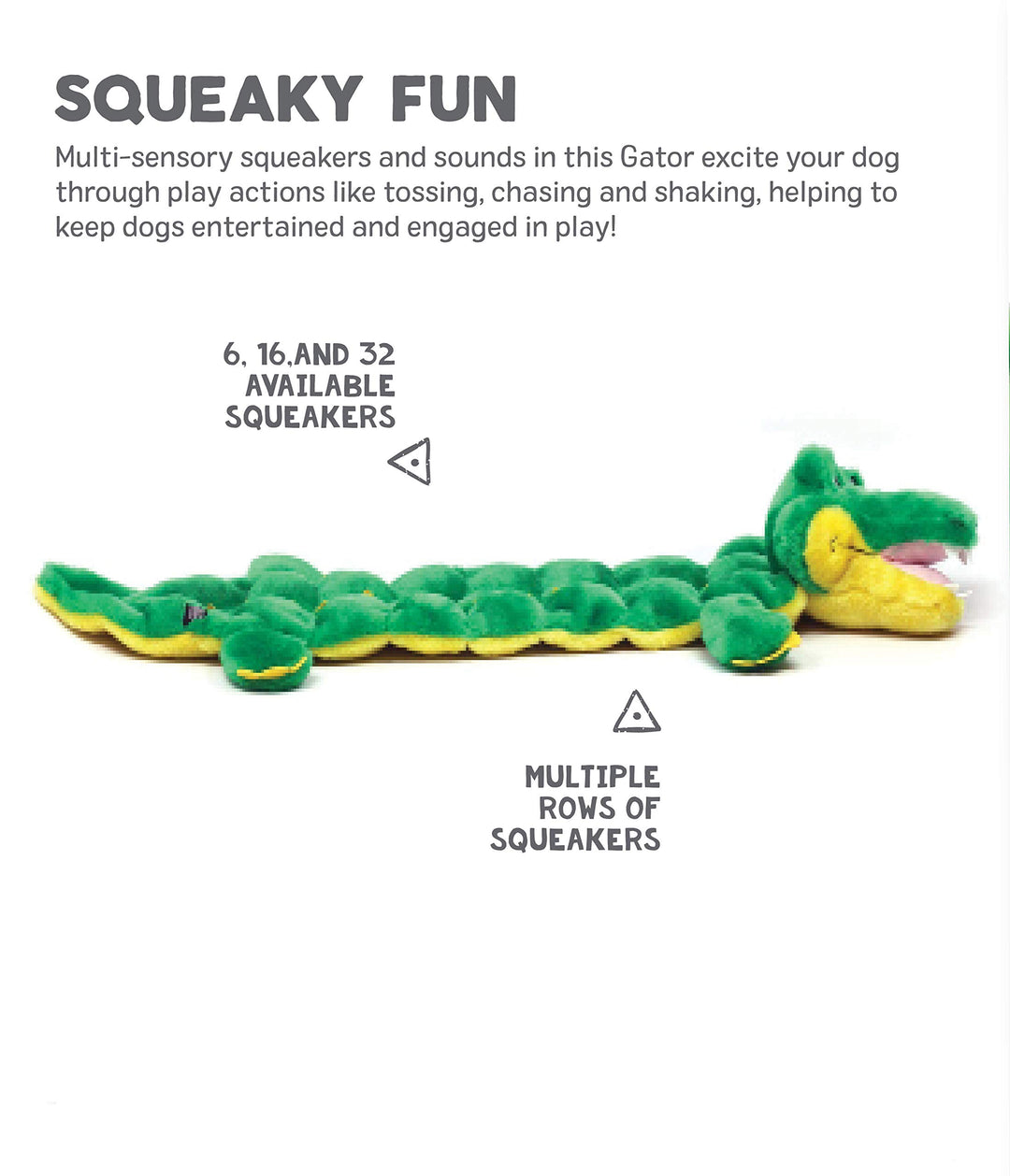 Squeaker Matz Plush Gator Dog Toy, XXL