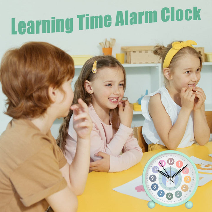 Kids Alarm Clock for Boys,Small Bedside Alarm Clocks for Bedroom,Cute Learning Time Alarm Clocks Battery Powered