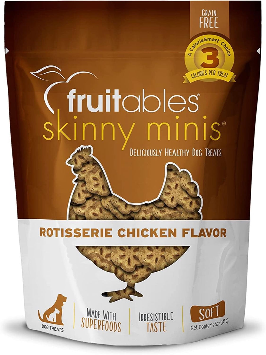 Skinny Mini Dog Treats, Healthy Pumpkin Treat for Dogs, Low Calorie & Delicious, Puppy Training, Free of Wheat, Corn and Soy, Made in the USA, Rotisserie Chicken Flavor, 5oz
