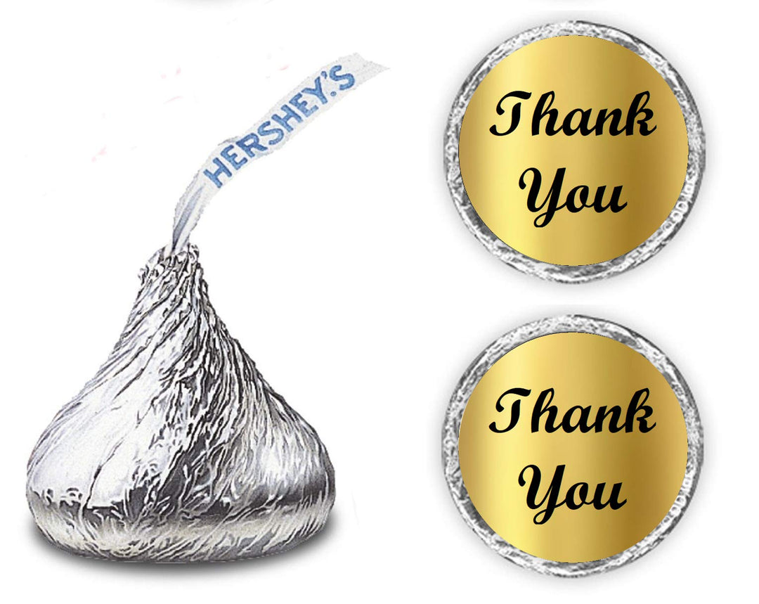 Gold Foil Thank You Kisses Stickers, (Set of 216) Chocolate Drops Labels Stickers for Weddings, Bridal Shower, Engagement Party, Birthday, Baby Shower, Hershey&#39;s Kisses Party Favors Decor