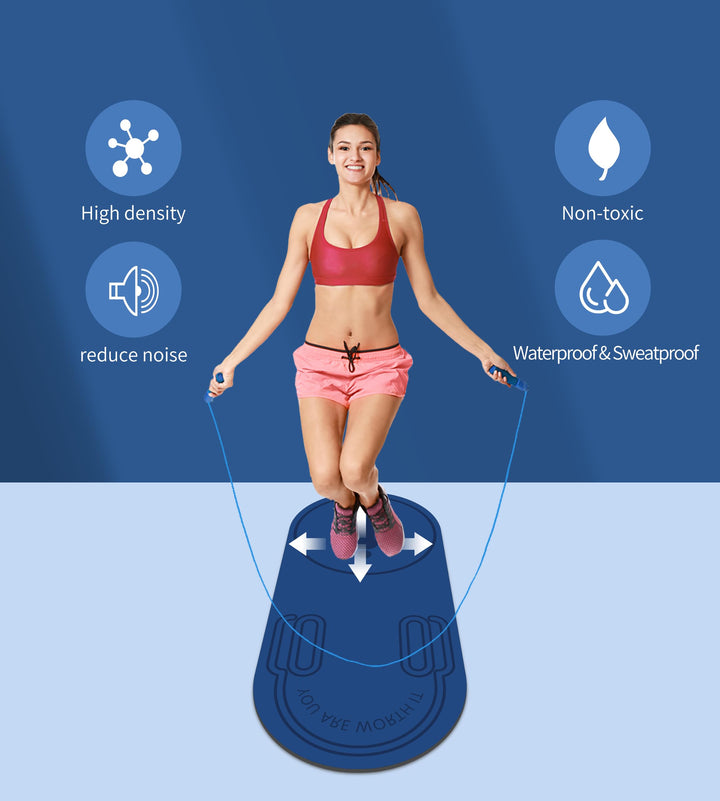 Non-Slip Jump Rope Mat Shock Absorption Rope Skipping Mat for Adults &amp; Children Home Indoor Workout Exercise Mat in Blue