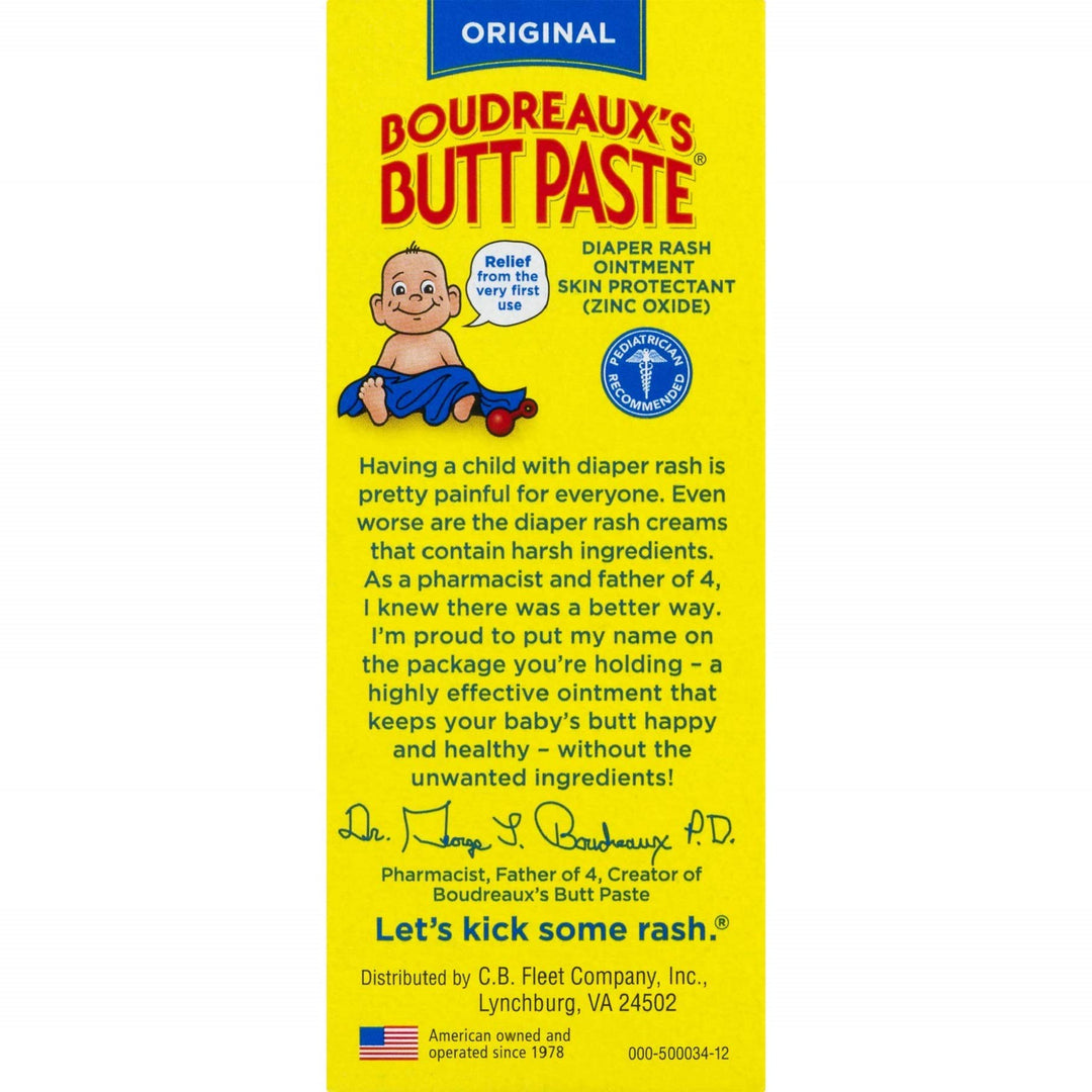 Boudreaux's Butt Paste Diaper Rash Ointment, Zinc Oxide, 2 Ounce Box