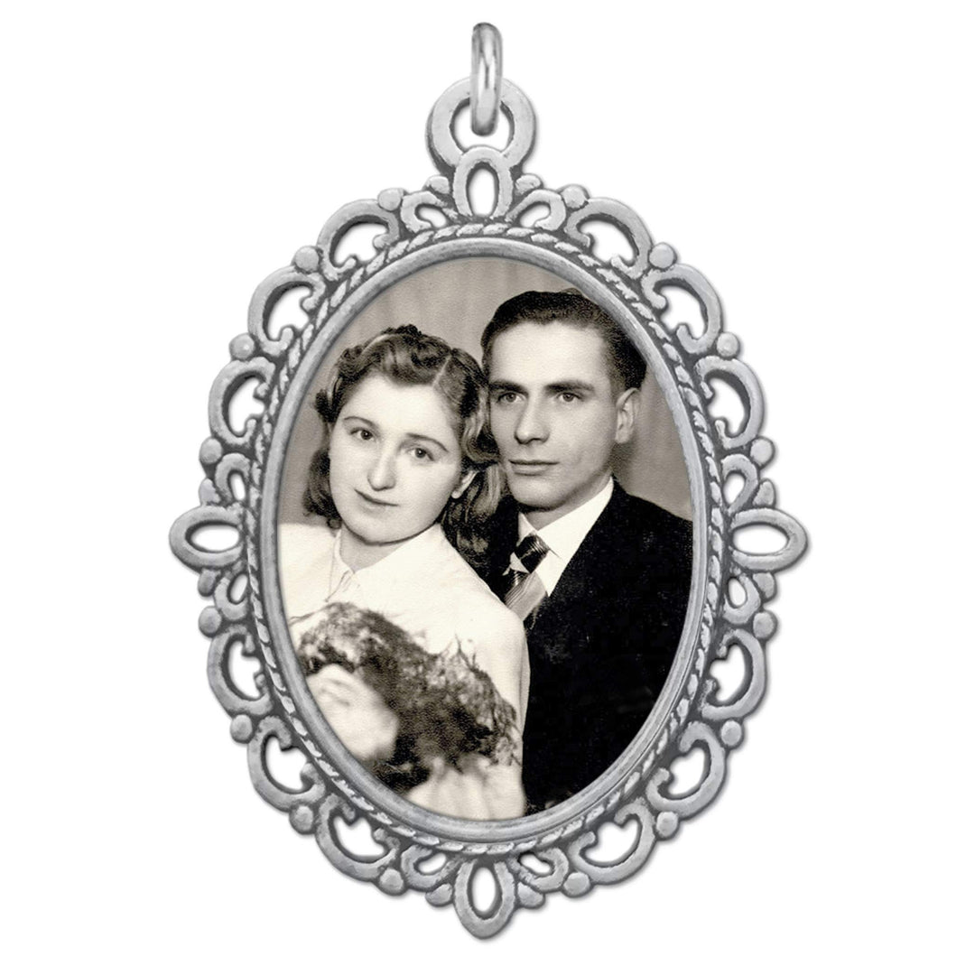 Bridal Wedding Bouquet Photo Charm Silver Picture Frame Memorial DIY Includes Photo Resizing Software