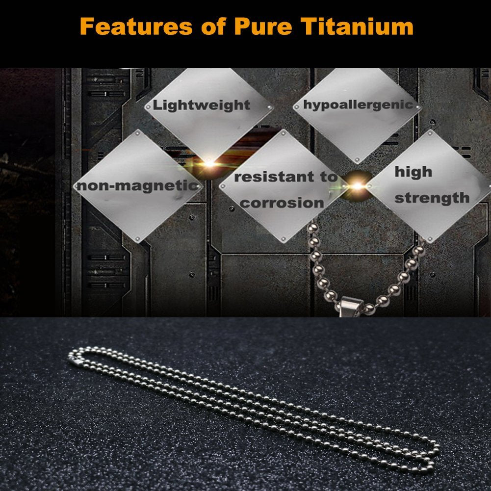 Pure Titanium Bead Ball Chain Necklace, Jewelry Chain Adjustable with Gift Package for Men and Women (2.4mm Bead-24in Length)