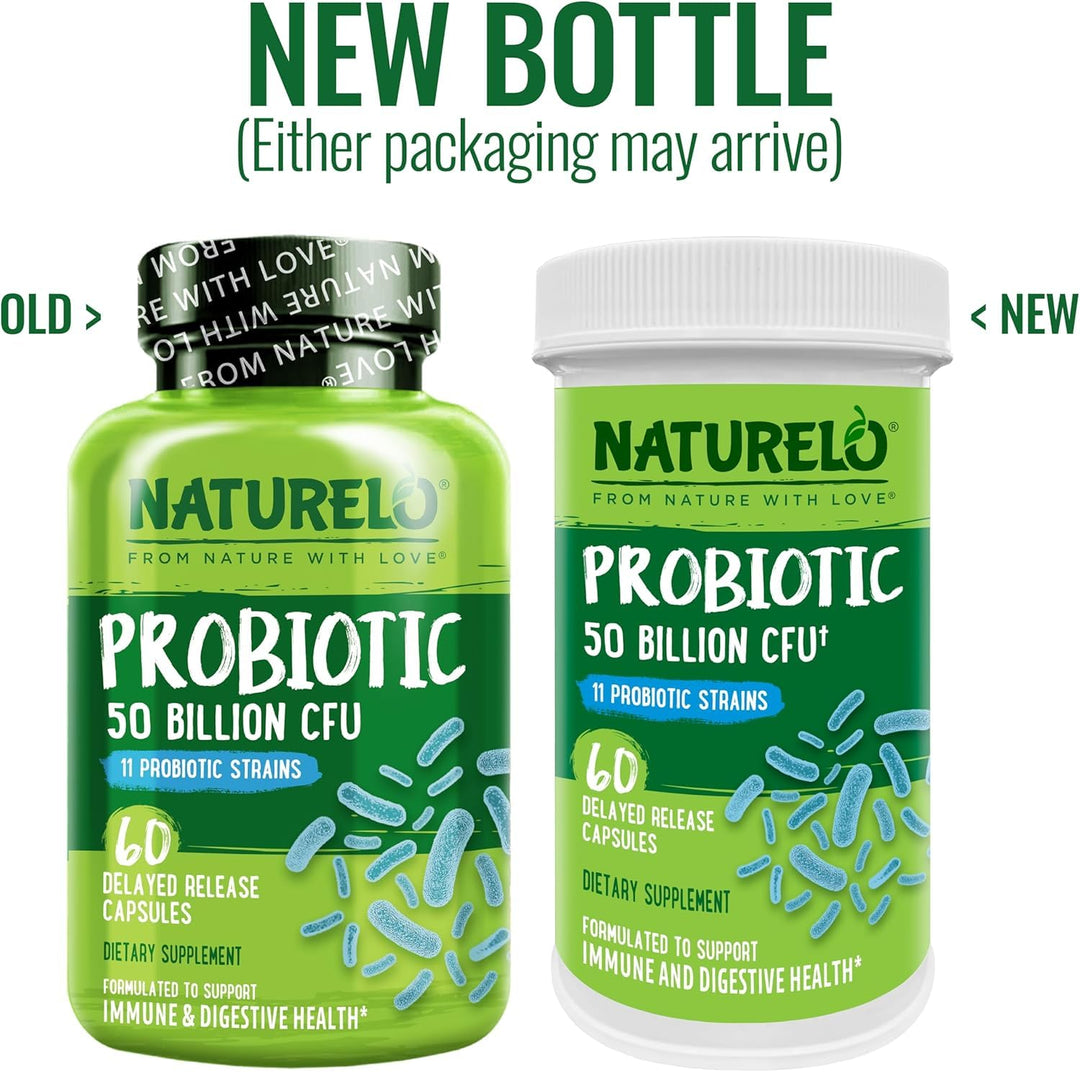 Probiotics for Digestive Health - 50 Billion CFU, 11 Strains Daily Supplement - Boosts Immune System, Delayed Release, 60 Vegetarian Capsules