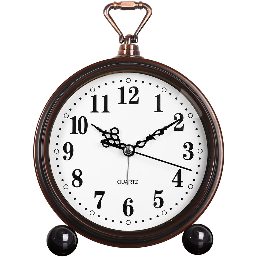 Battery Alarm Clock,Night Light,Vintage Hangable Super Silent Non Ticking Analog Table Clock for Bedroom Bedside, Desk,Shelf