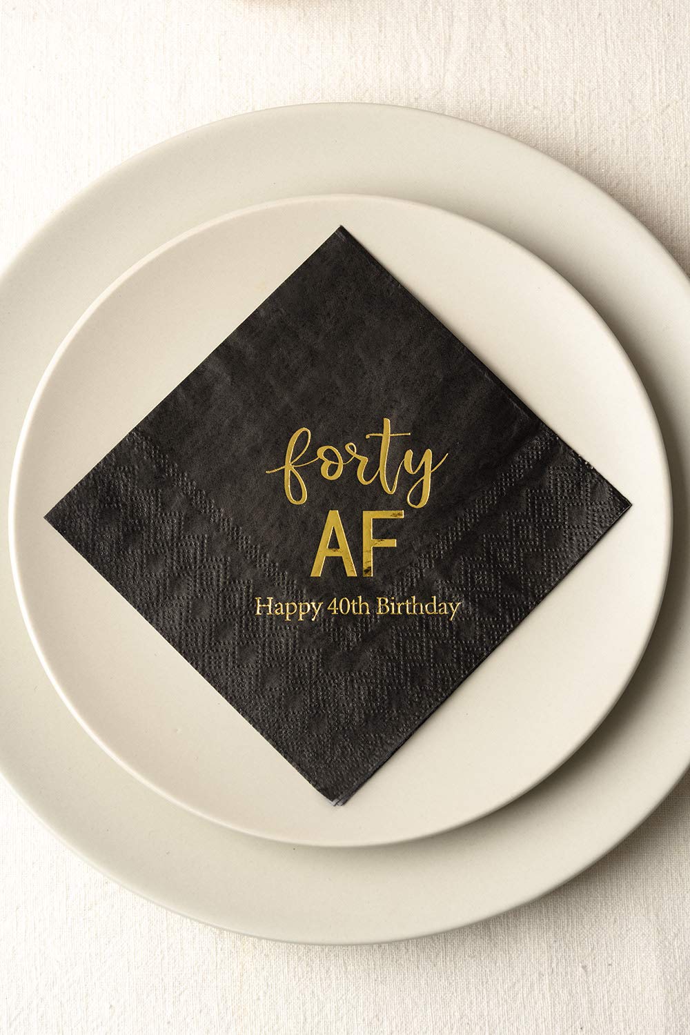 Crisky 40th Birthday Napkins Black Gold Forty AF 40th B
