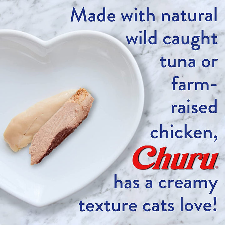 Churu Cat Treats, Grain-Free, Lickable, Squeezable Creamy Purée Cat Treat/Topper with Vitamin E &amp; Taurine, 0.5 Ounces Each Tube, 50 Tubes, Chicken Variety