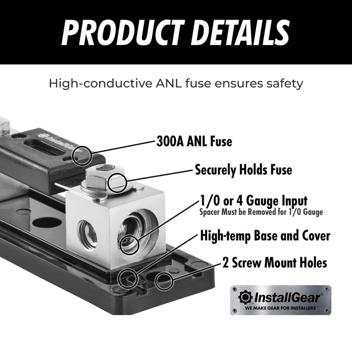 InstallGear - Fuse Block with ANL Fuse Holder and Clear