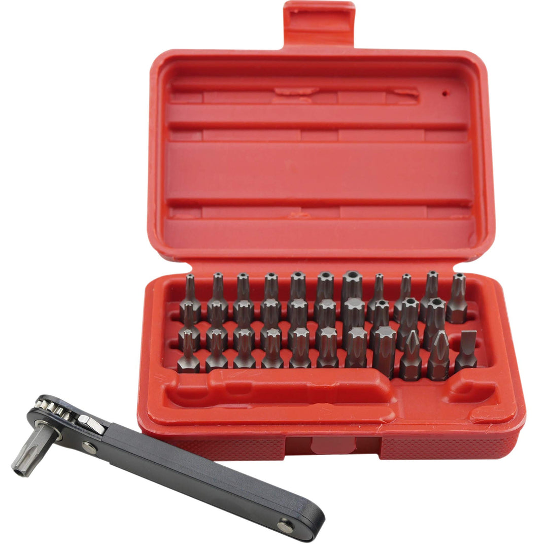 K403 Comprehensive Torx Bit Set with Mini Ratchet Wrench, 1/4-Inch Drive, 34-Piece