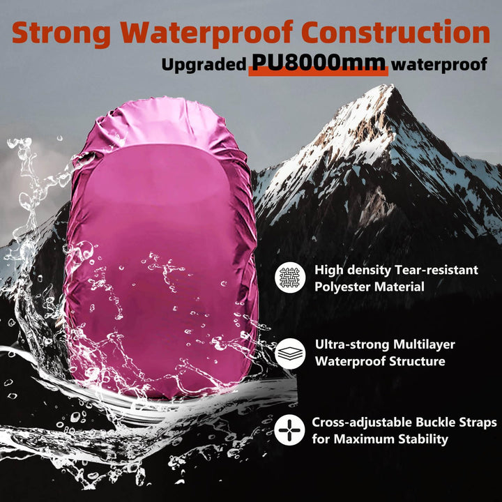 Waterproof Backpack Rain Cover, 8000mm Waterproof Level, Upgraded Ultra-Strong Multilayer Structure, Antislip Cross Buckle Strap, Ultralight Compact Portable, for Hiking, Camping, Traveling
