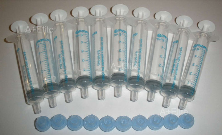 BAXA ExactaMed Oral Liquid Medication Syringe 5cc/5mL 10/PK Clear Medicine Dose Dispenser with Cap Exacta-Med Baxter Comar Latex Free