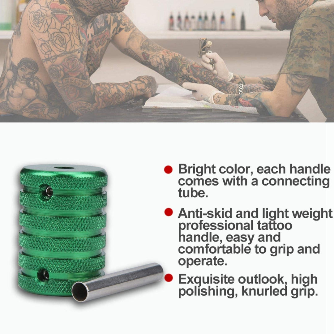 35mm Aluminium Alloy Tattoo Knurled Grip Tube Tattoo Gun Grip Tattoo Handle Tattoo for Tattoo Artists[green]