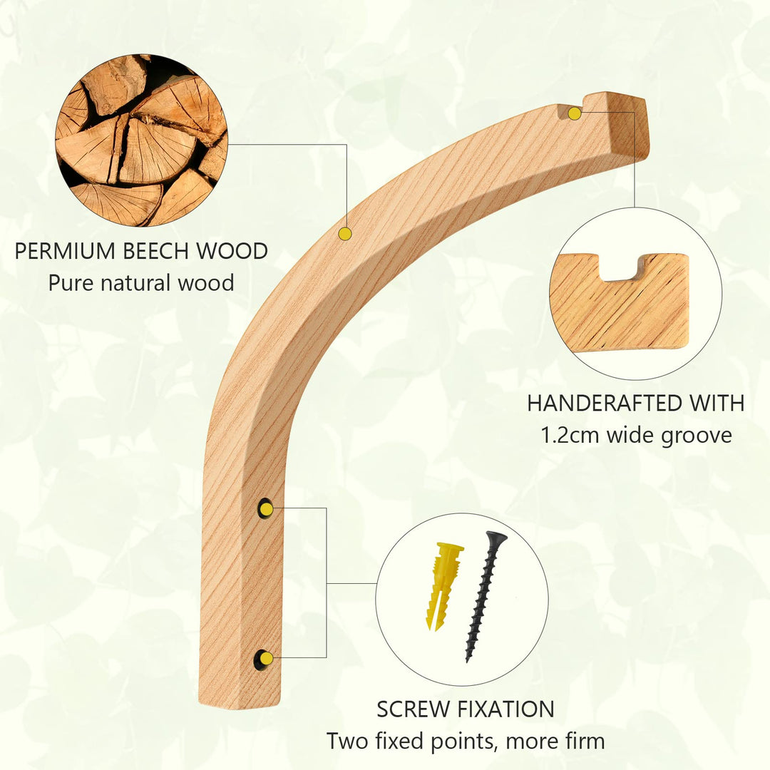 Plant Hanger, Wall Planters for Indoor Plants, Wooden Wall Mounted Hanging Plant Hooks, Basket Hooks for Lanterns, Flower Bracket, Wind Chimes, Decoration (2-Pack,8-Inch)