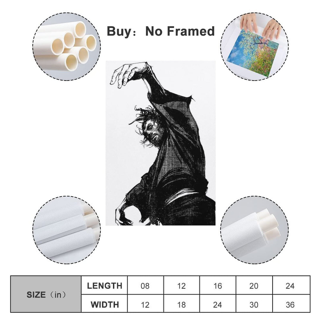 Vagabond Miyamoto Musashi Poster Canvas Wall Art Painting Posters Decoration Room Decor Unframe 12x18inch(30x45cm)