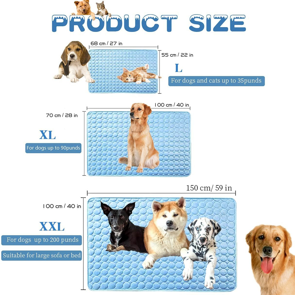 Summer Cooling Mat & Sleeping Pad- Water Absorption Top, Materials Safe, Easy Carry, EZ Clean. Keep Cooling for Pets, Kids and Adults.(Blue, 40 x 28)