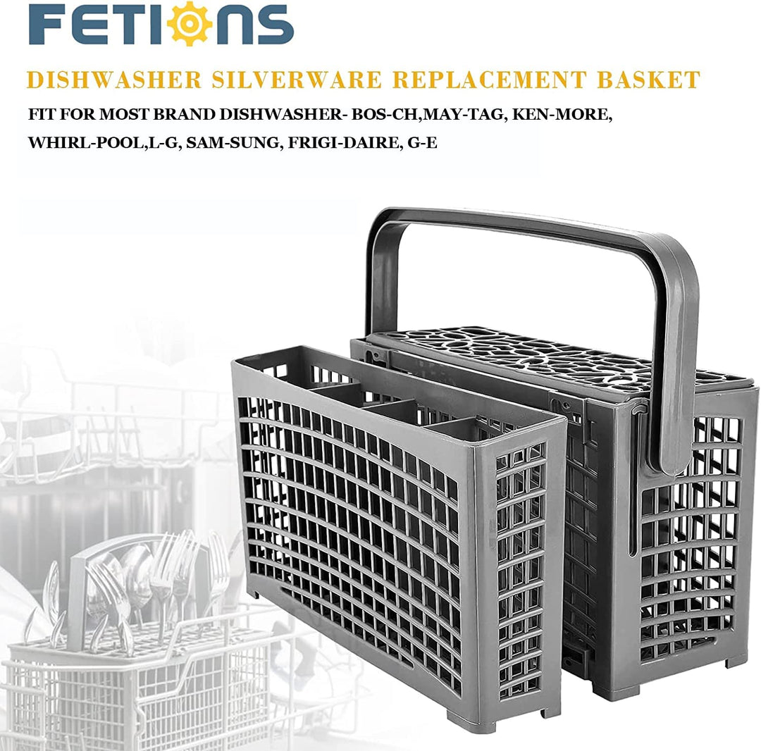 FETIONS Dishwasher Silverware Basket, 2-in-1 Universal Dishwasher Utensil/Cutlery Basket Fit for Ken-more, Whirl-pool, Sam-sung, Frigi-daire, G-E (9.1 x 5.0 x 5.2 )