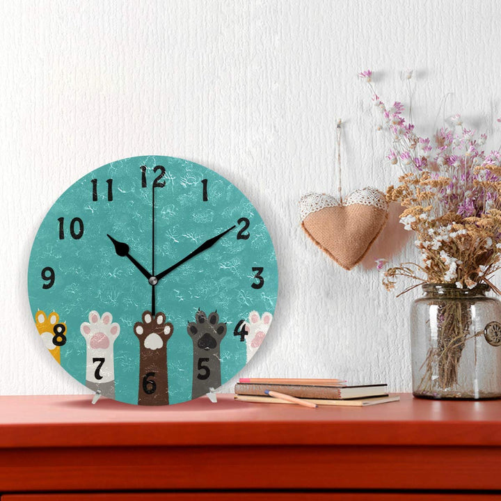 AUUXVA Wall Clock Cute Cat Paw Print Pattern, Silent No