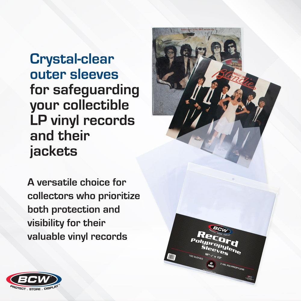 33 RPM Record Sleeves - 100 ct | Polypropylene Vinyl Record Outer Sleeves | 2 mil Thickness | Vinyl Record Album Protectors | Protective Sleeves for Vinyl Record Albums | Record Sleeves Outer