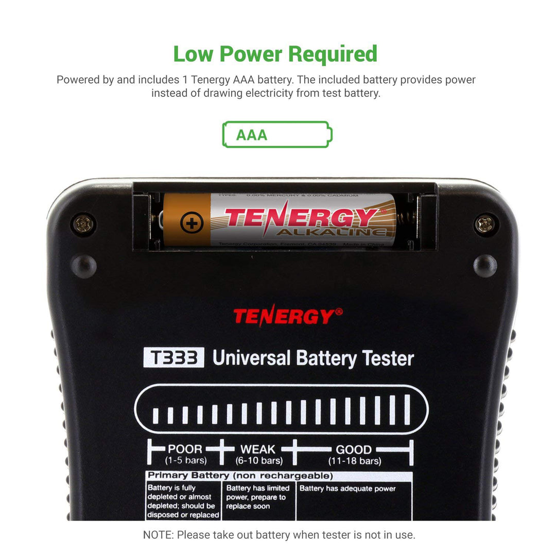 Tenergy T-333 Universal Battery Tester, LCD Display, Ce
