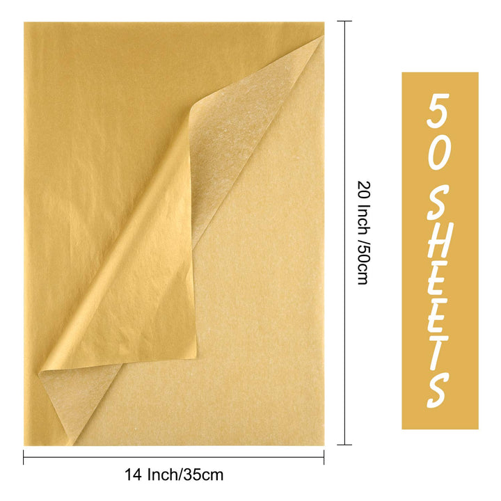 MIAHART 50 Sheets Metallic Gold Tissue 20X14 Inch Gift 