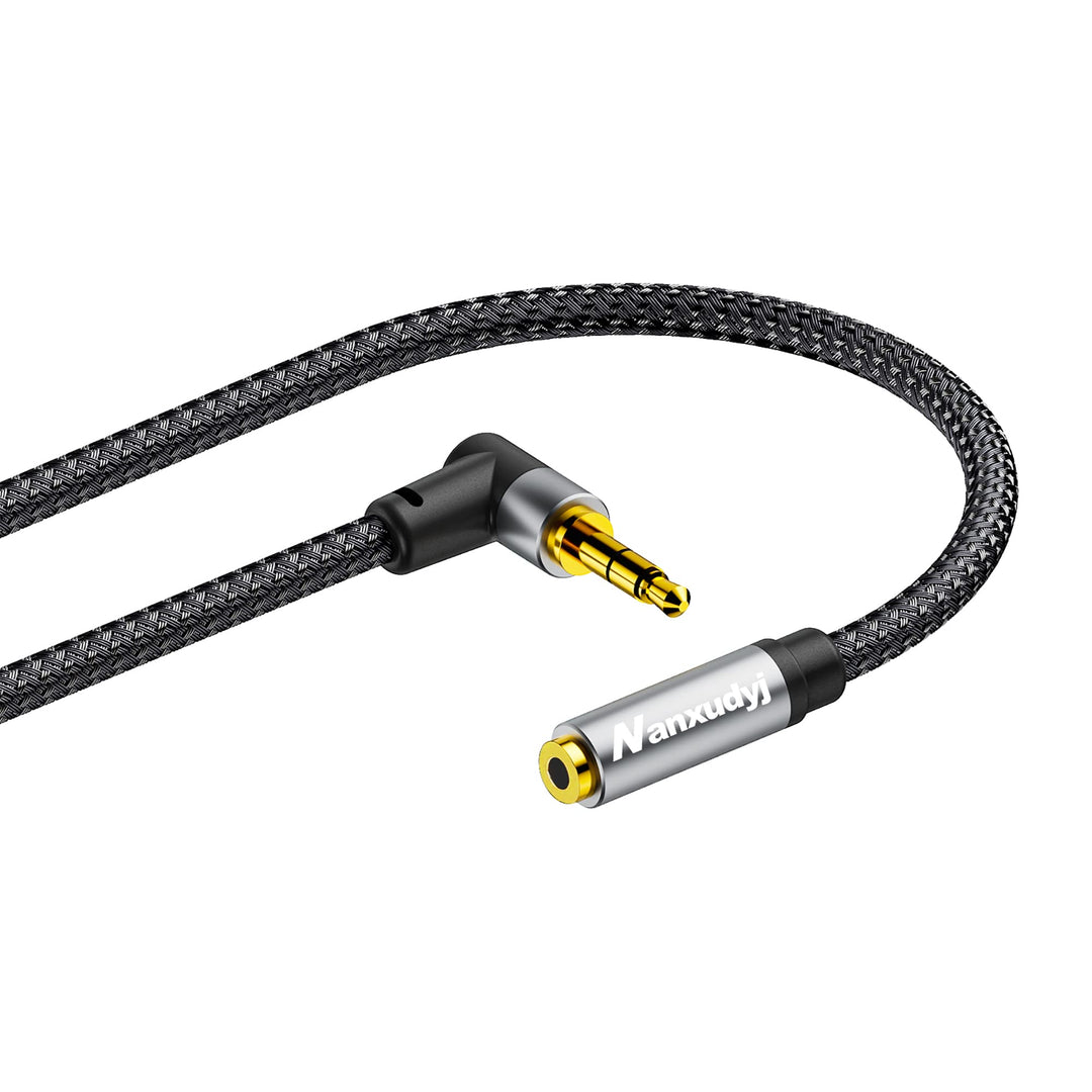 Nanxudyj Right Angle AUX Extension Cable 5ft Nylon Brai