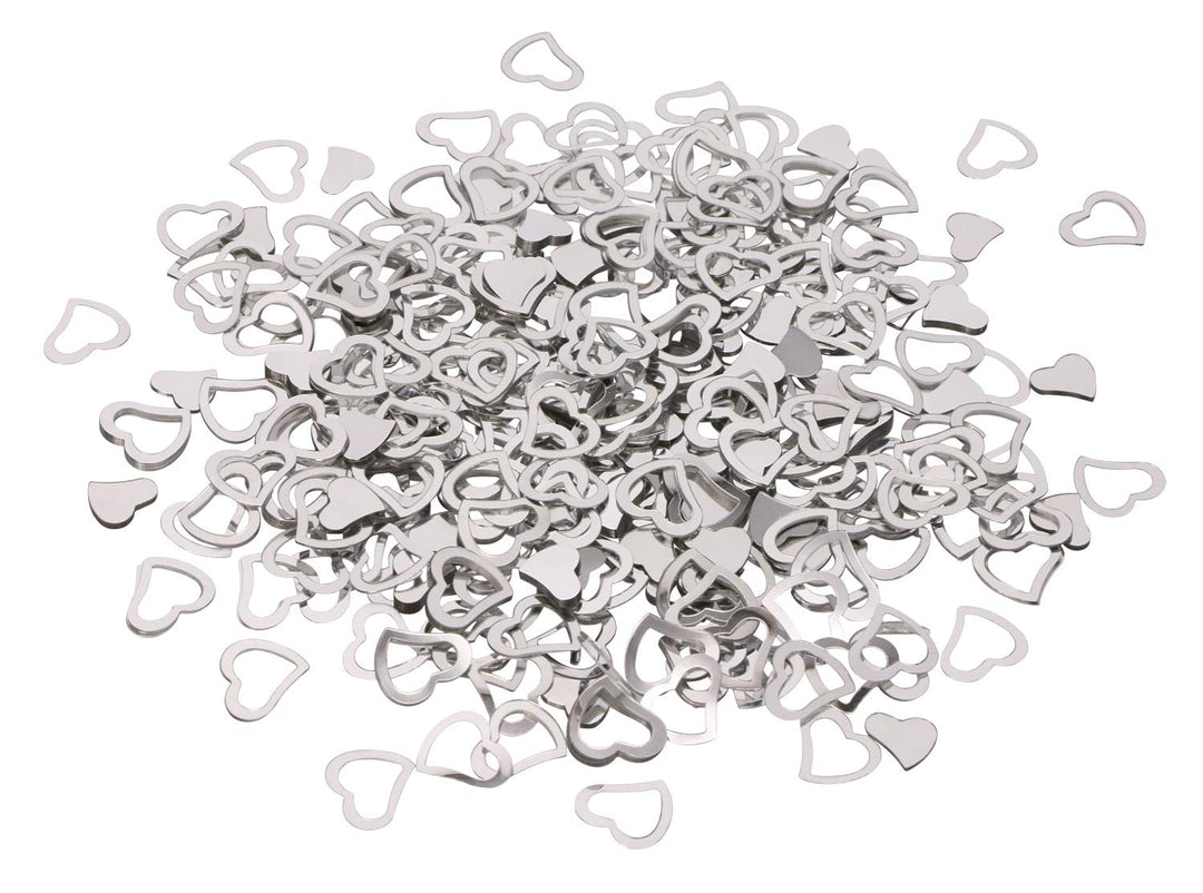 1200Pcs Love Heart Shaped Confetti, Table Wedding Decoration, Glitter Confetti for Wedding Party (Silver)