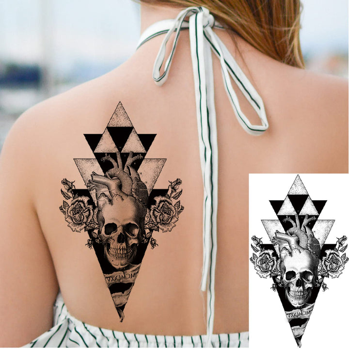 Briyhose 10 Sheets Skull Flower Temporary Tattoos For Women Adult Girl, Large Realistic Skeleton Floral Snake Rose Fake Tattoo Stickers Half Sleeve Arm, Long Lasting Sexy Temp Tatoos Leg Thigh Body