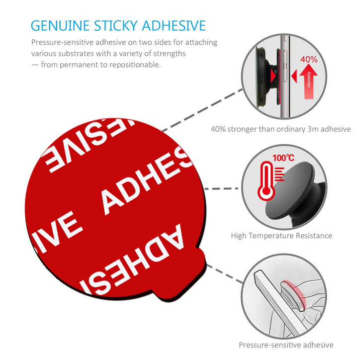 8 Pack Sticky Adhesive Compatible with Socket Base, Double-Sided Replacement Tape for Collapsible Grip &amp; Stand Back, 4pcs Sticker Pads for Car Magnetic Phone Holder